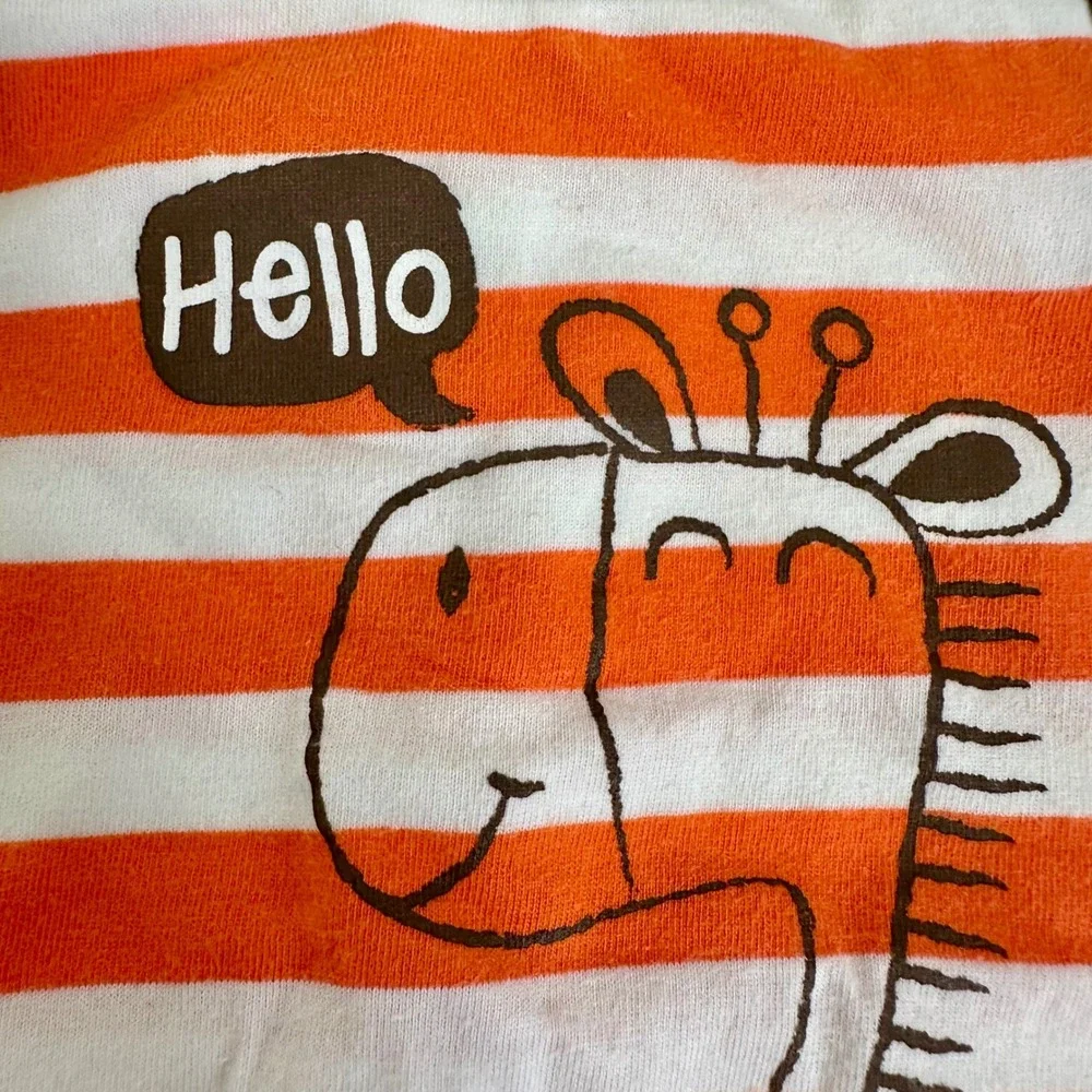 Koala Baby‎ Orange Striped Giraffe Romper Bodysuit Size 3 Months